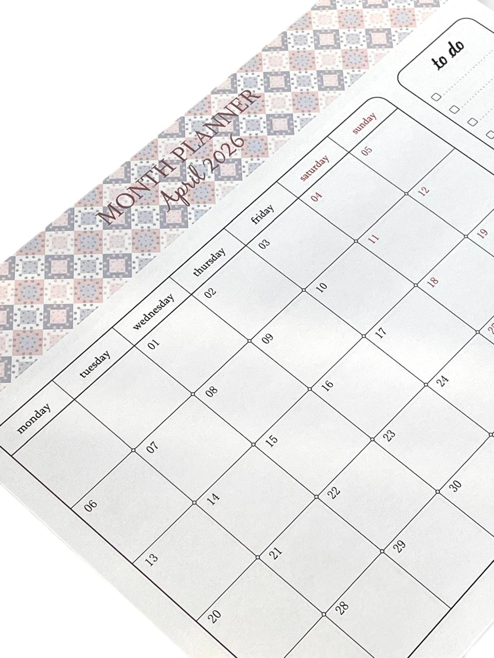 2026 Dated Monthly Planner Notepad with Pen April