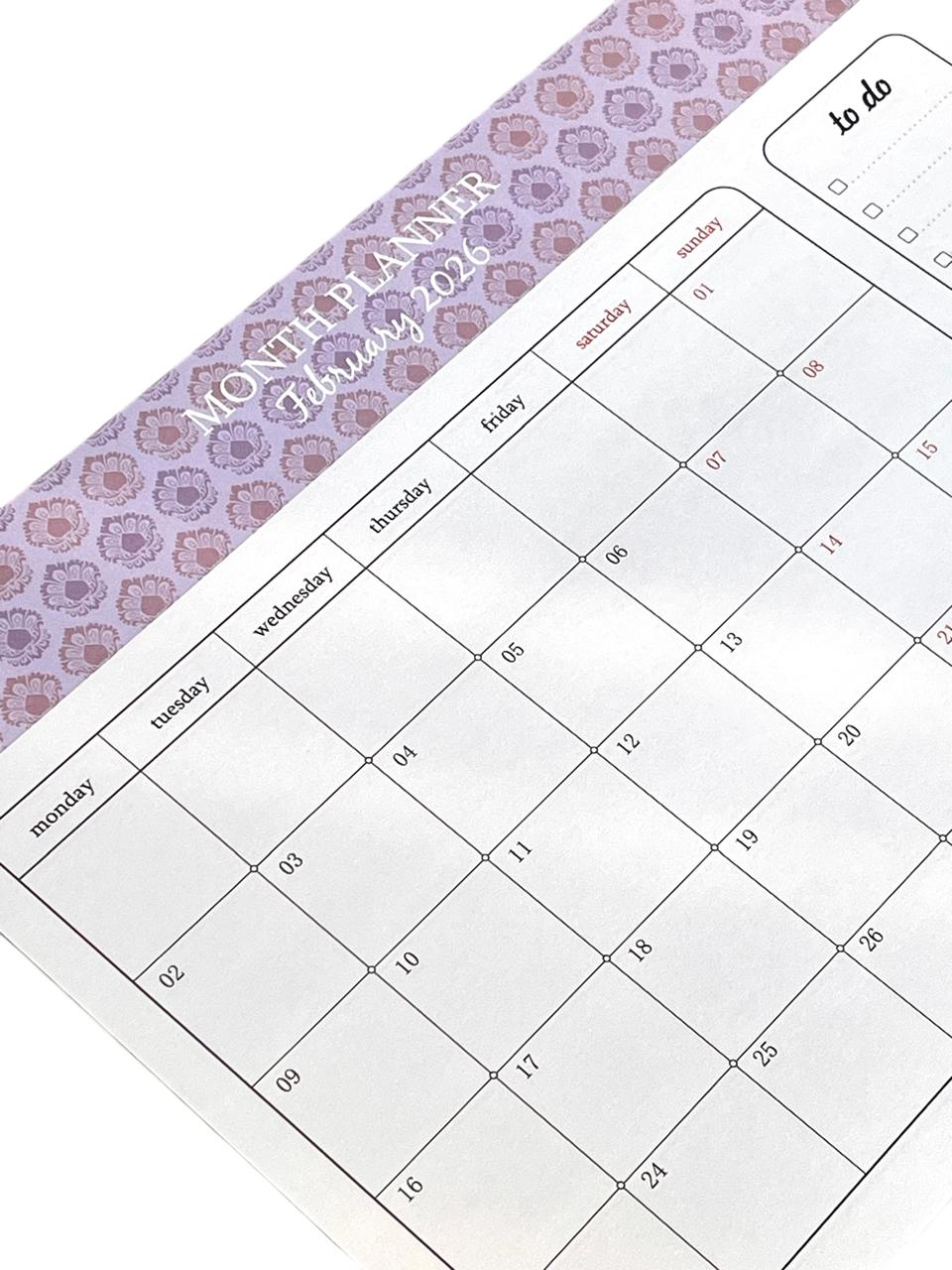 2026 Dated Monthly Planner Notepad with Pen February