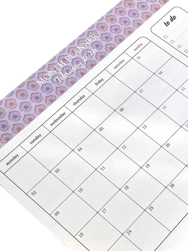 2026 Dated Monthly Planner Notepad with Pen February