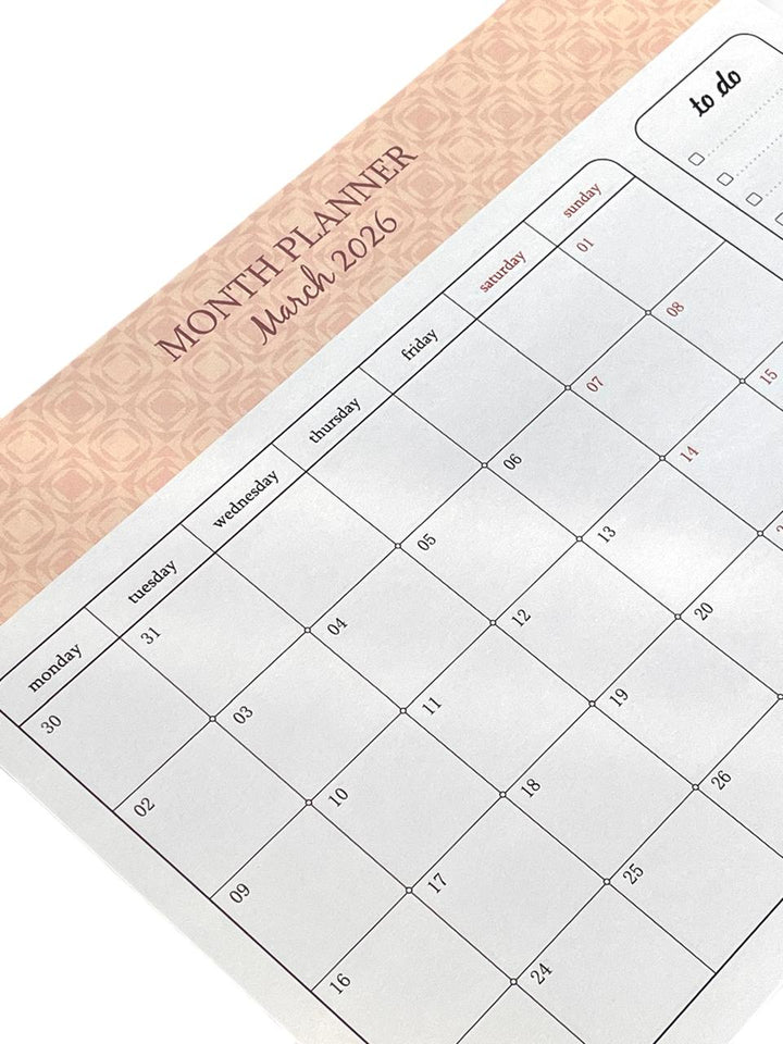 2026 Dated Monthly Planner Notepad with Pen March