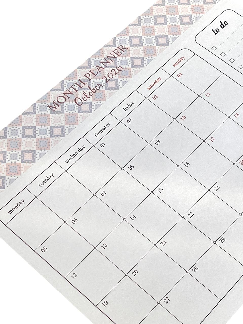 2026 Dated Monthly Planner Notepad with Pen  October