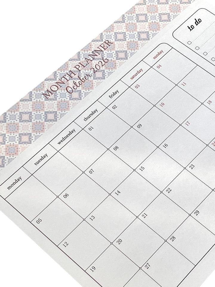 2026 Dated Monthly Planner Notepad with Pen  October