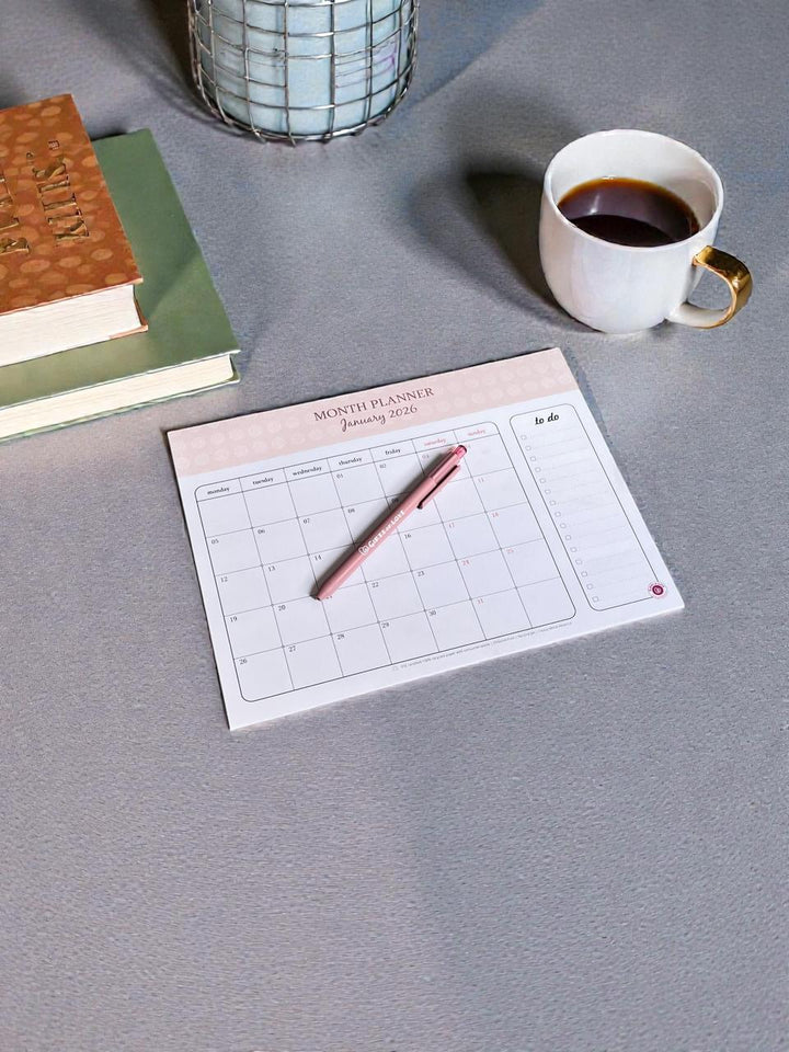 2026 Dated Monthly Planner Notepad with Pen  Table