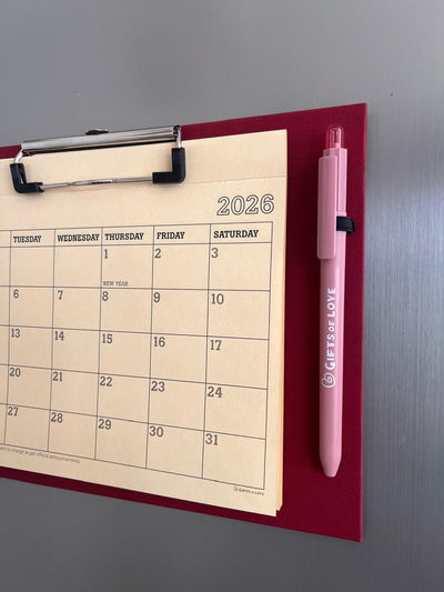 2026 Magnetic Fridge Calendar & Wall Mountable Clipboard with Pen
