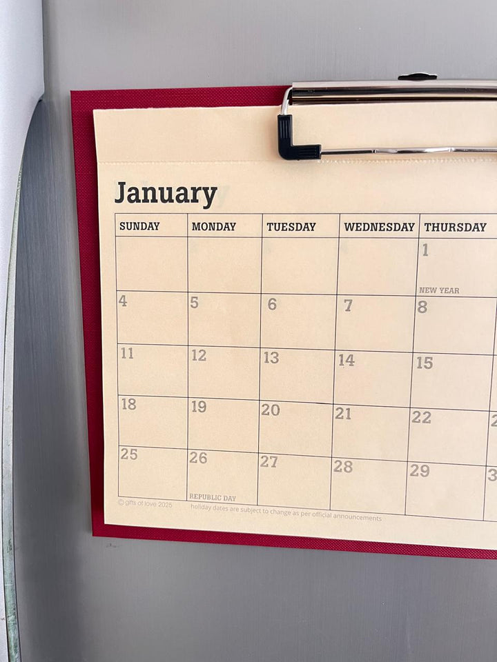 2026 Magnetic Fridge Calendar & Wall Mountable Clipboard with Pen