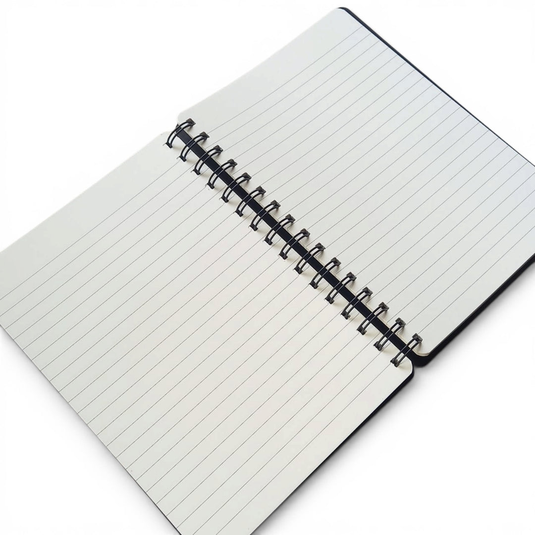 A5 Notebook with wiro binding and ruled pages Noted back Inside Pages