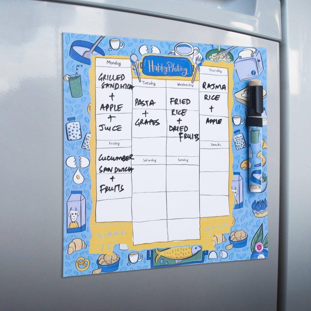 Gifts of Love Happy Plating Magnetic Rewritable Weekly Meal Planner with pen