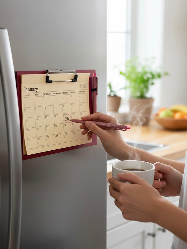 2026 Magnetic Fridge Calendar & Wall Mountable Clipboard with Pen