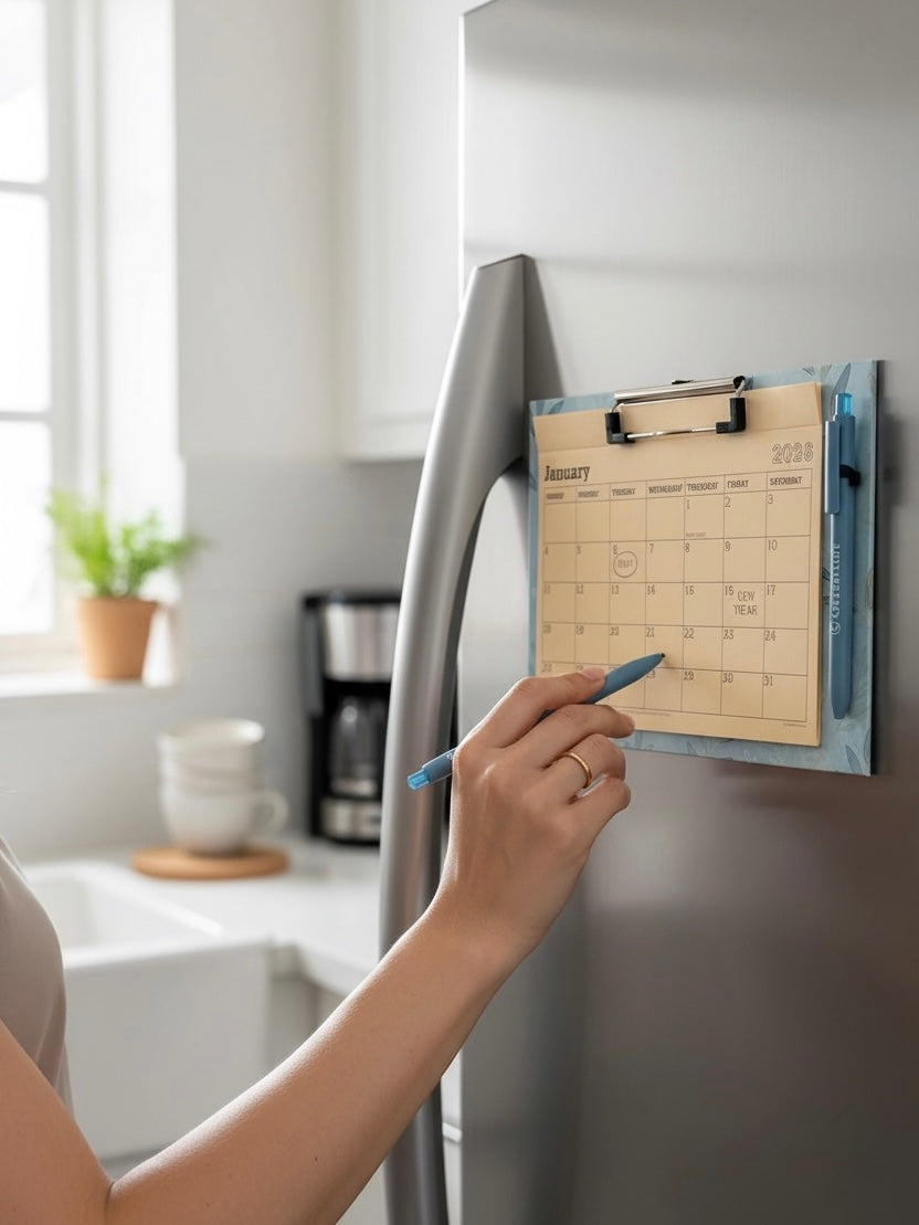 2026 Magnetic Fridge Calendar & Wall Mountable Clipboard with Pen