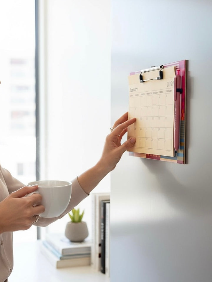 2026 Magnetic Fridge Calendar & Wall Mountable Clipboard with Pen
