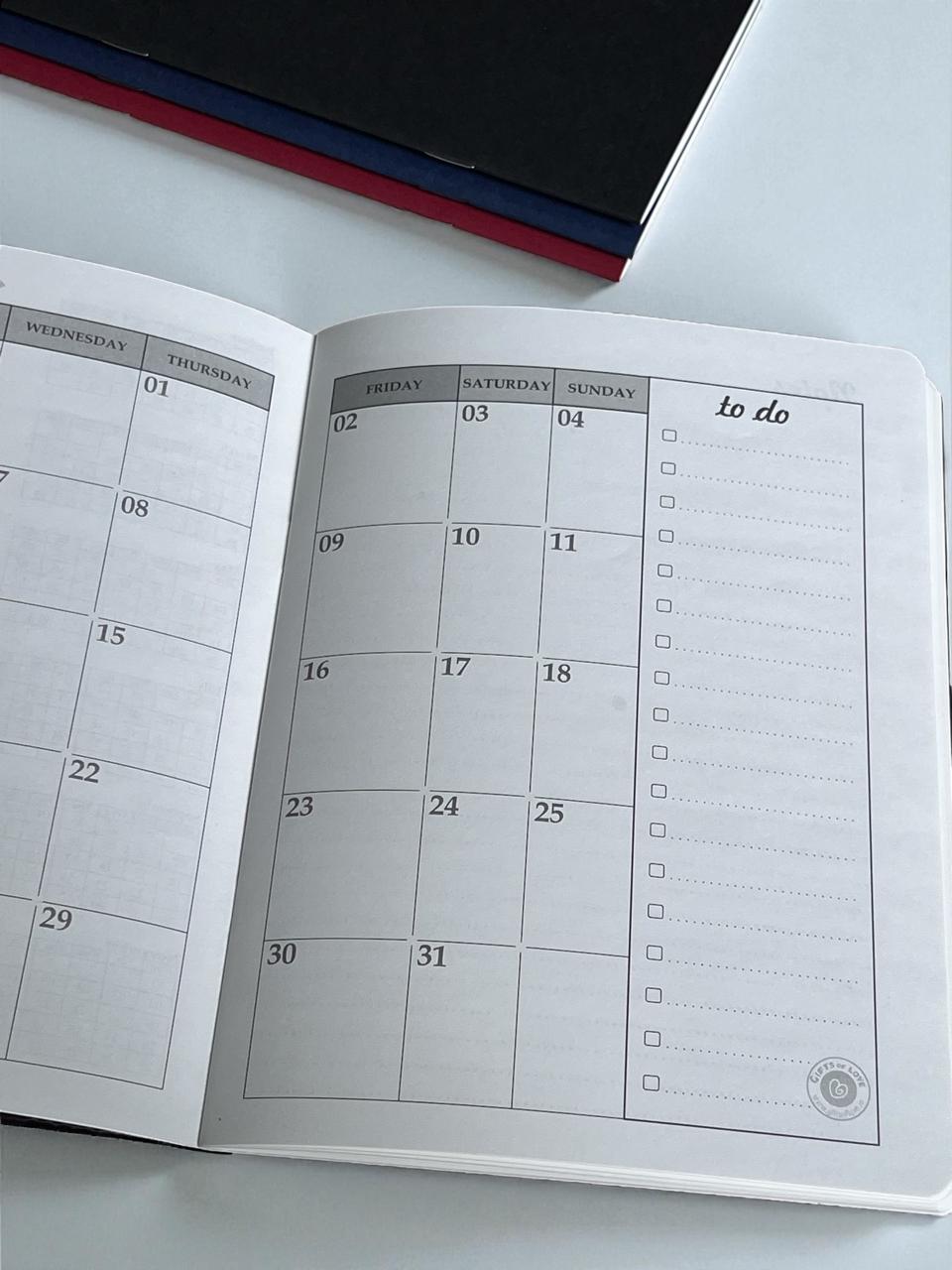 Gifts of Love 2026 Dated Month Planner calendar to do