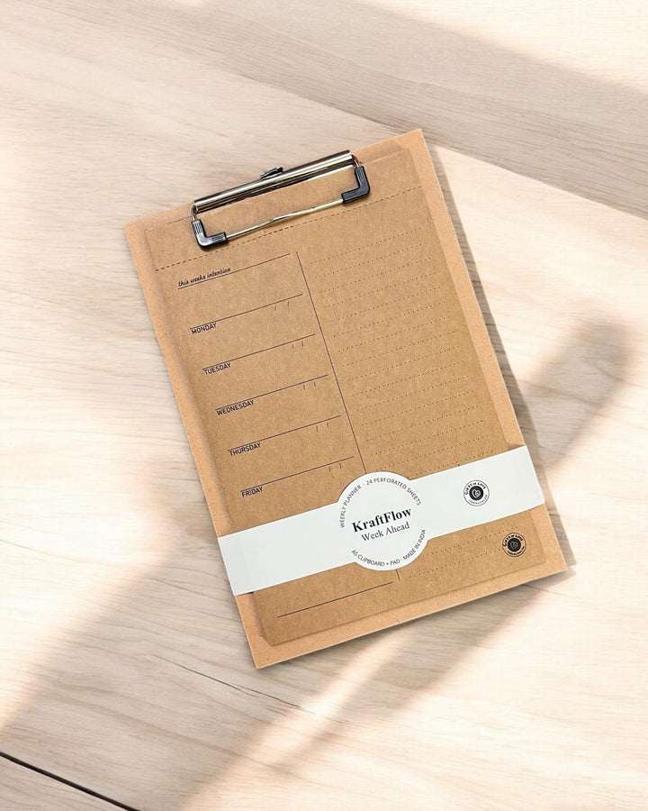 KraftFlow Week Ahead – A5 Weekly Planner with Wooden Clipboard