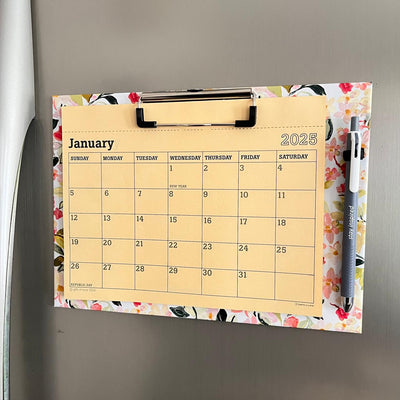 2025 Magnetic Fridge Calendar & Wall Mountable Clipboard with Pen