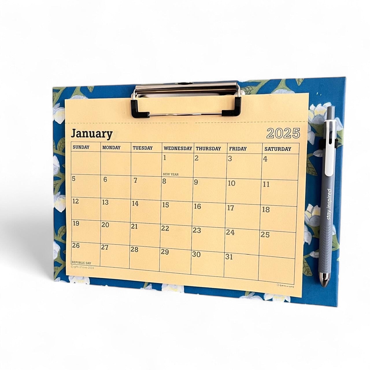 2025 Magnetic Fridge Calendar & Wall Mountable Clipboard with Pen