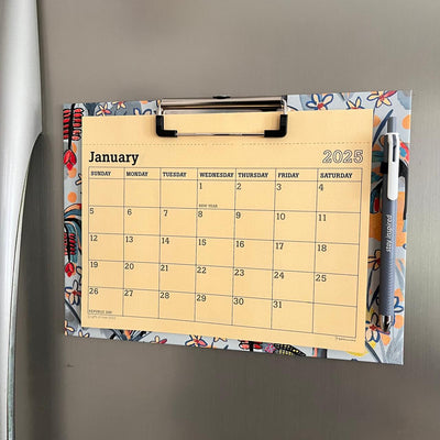 2025 Magnetic Fridge Calendar & Wall Mountable Clipboard with Pen