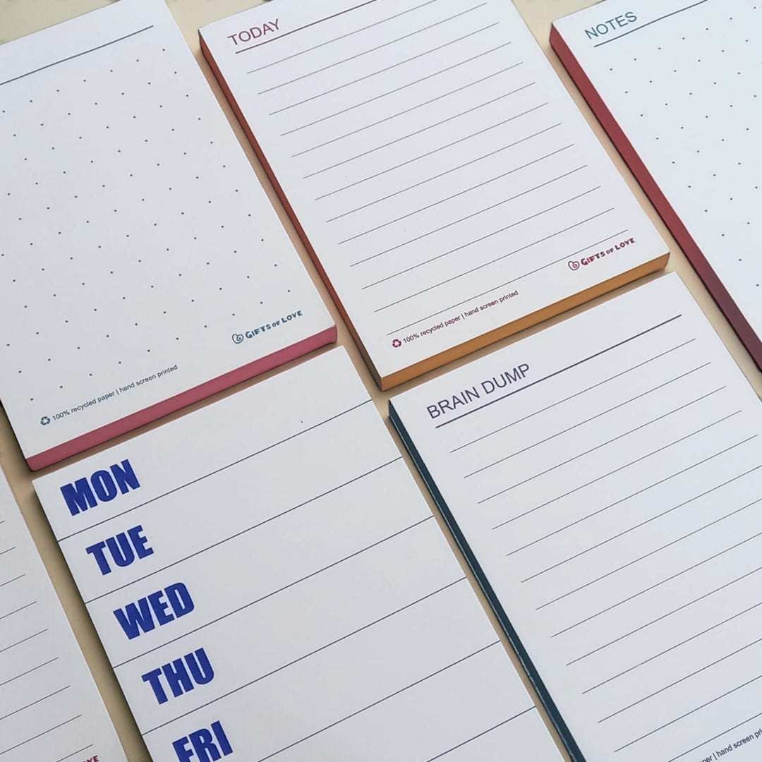     Noted Notepads collection with Today, Weekly Planner, Brain Dump and Notes designs