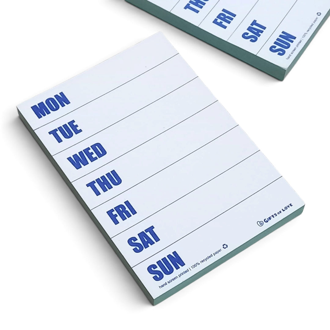 Noted Weekly Planner notepad with green coloured page edges