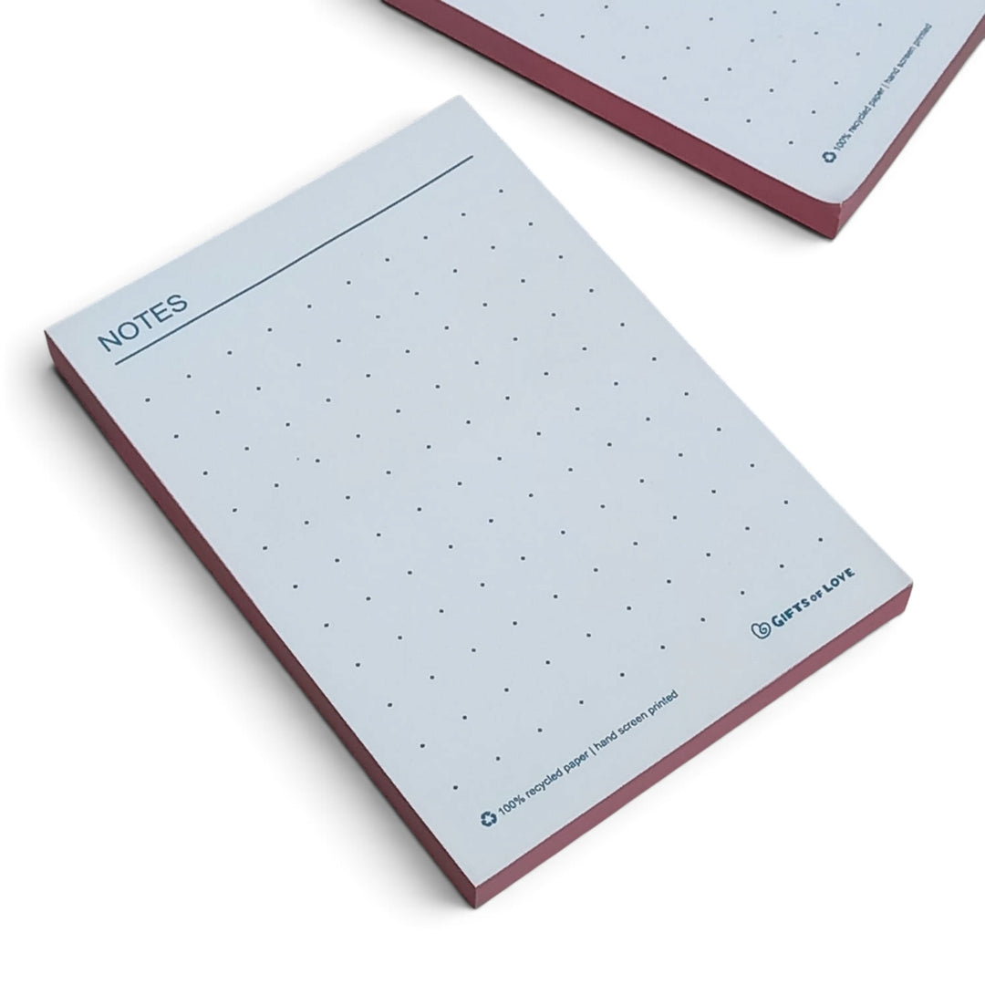 Noted Notes dotted notepad with pink coloured page edges
