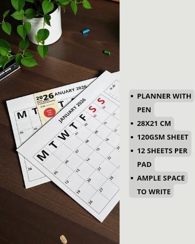 2026 BOLD Monthly Planner Notepad with Pen