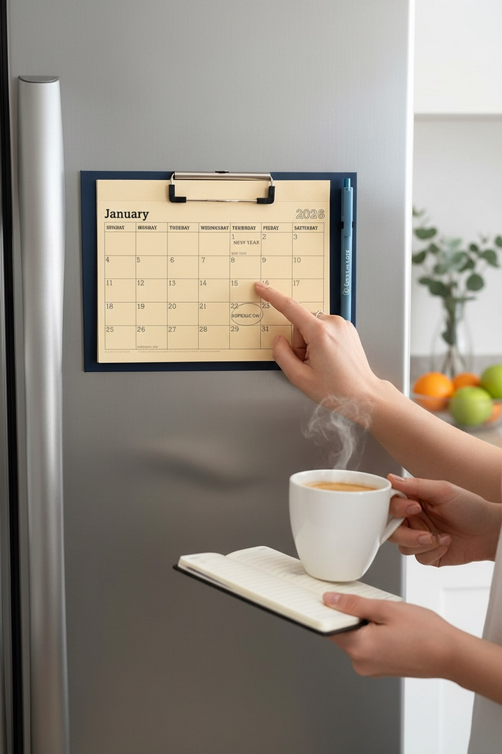 2026 Magnetic Fridge Calendar & Wall Mountable Clipboard with Pen