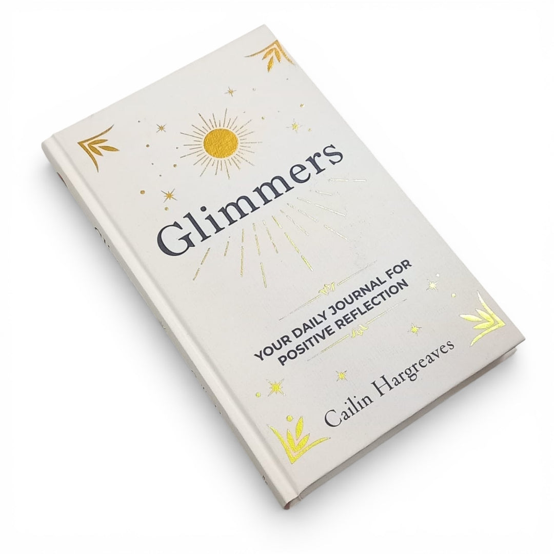 Front cover of the book titled 'Glimmers' by Calin Hargreaves on a white background at Gifts of Love. 