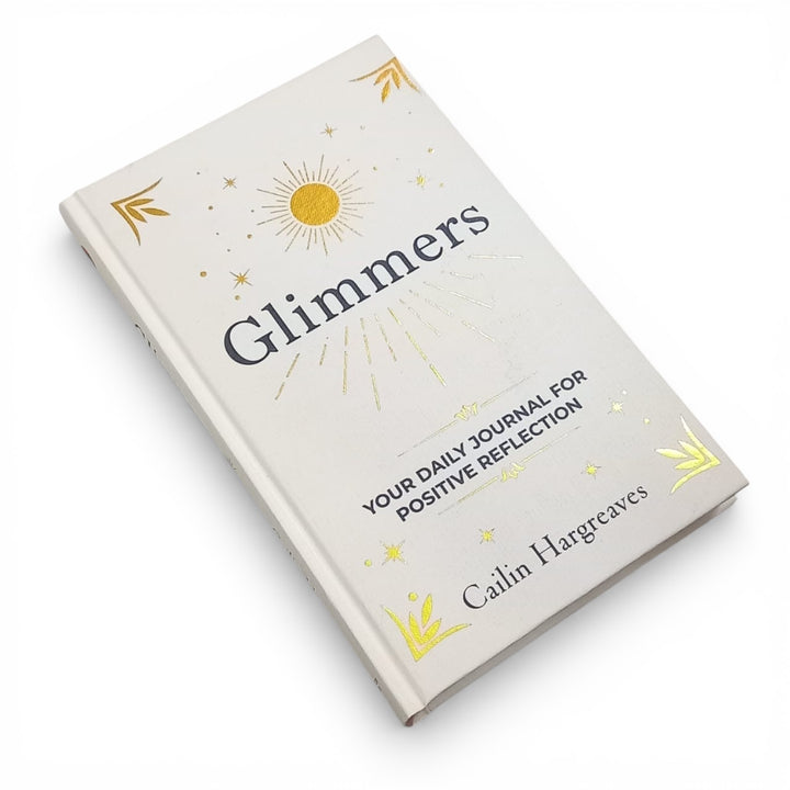 Front cover of the book titled 'Glimmers' by Calin Hargreaves on a white background at Gifts of Love. 