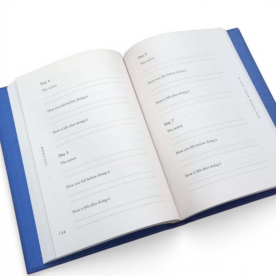 Inside pages of the book titled 'Manifest Dive Deeper' by Roxie Nafousi on a white background at Gifts of Love. 