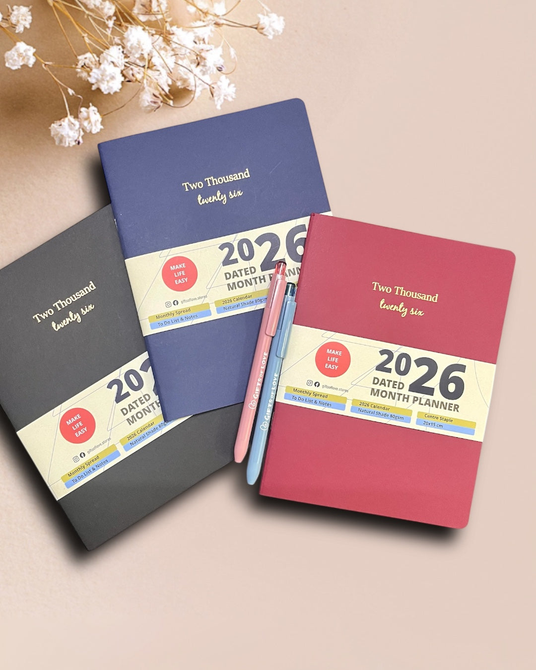 2026 Dated Month Planner with Pen