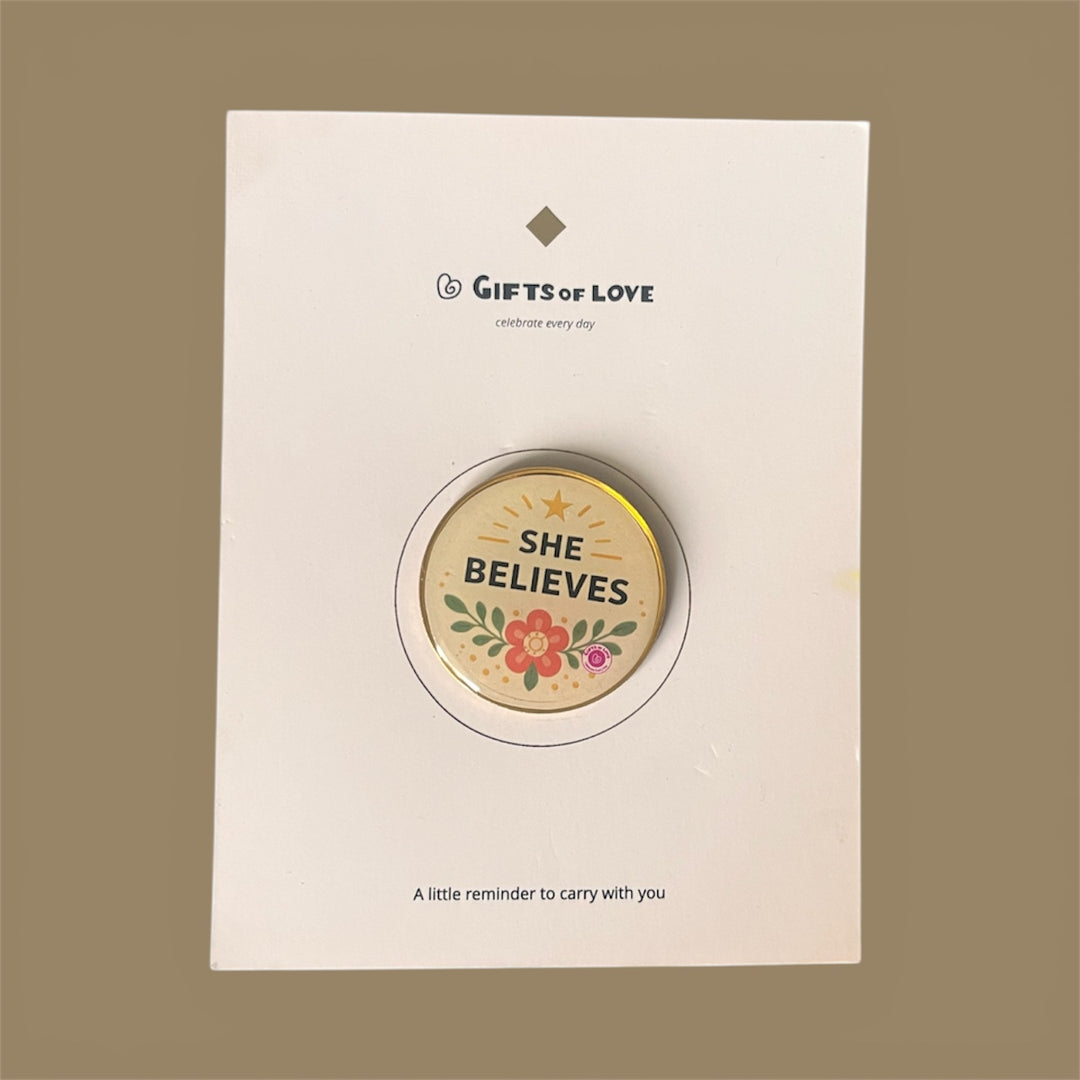 Circular lapel pin with &