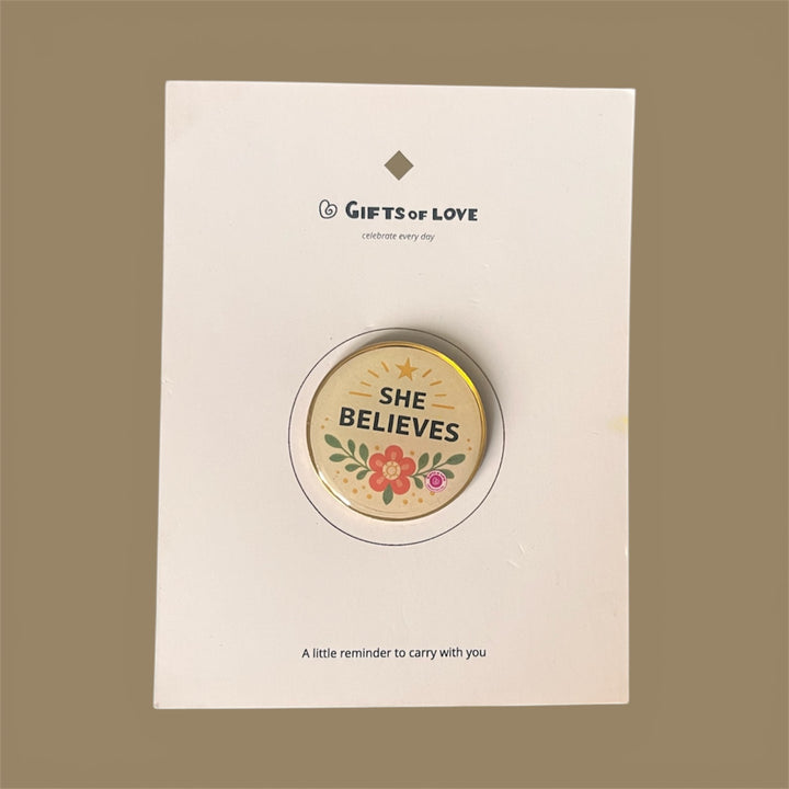 Circular lapel pin with &