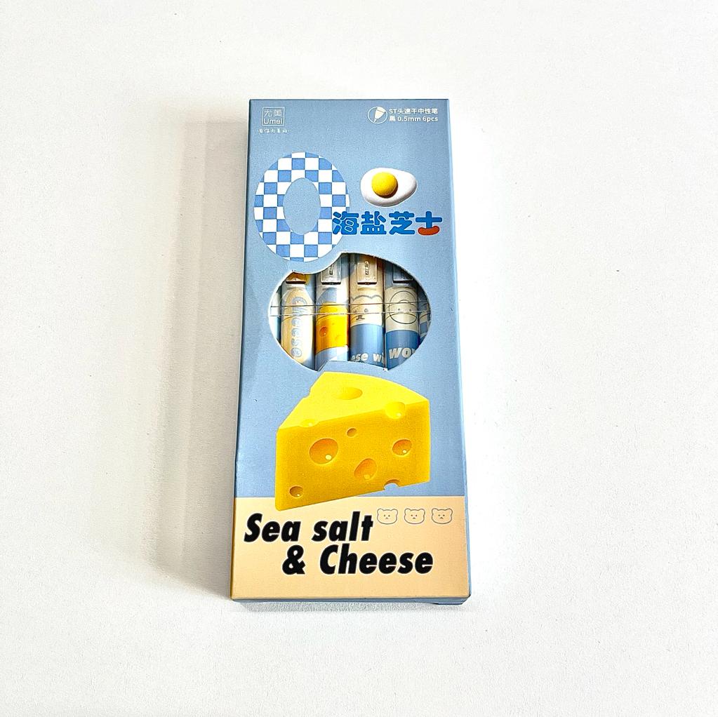 Gifts of Love | Sea Salt & Cheese Gel Pen | Set of 6 | 0.5 mm | Blue Ink