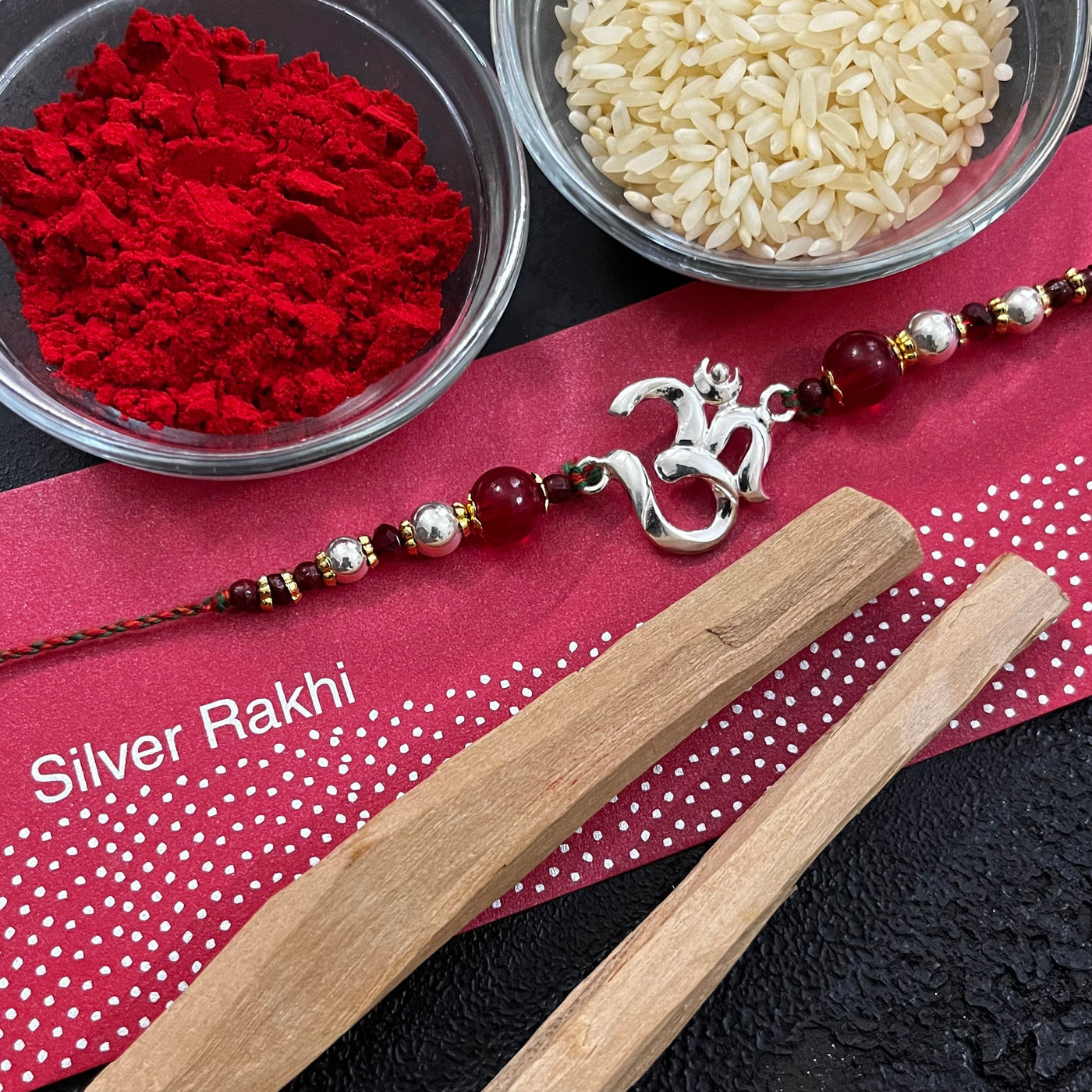 Gifts of love Pranava Silver Rakhi  | Pure 92.5 silver rakhis
