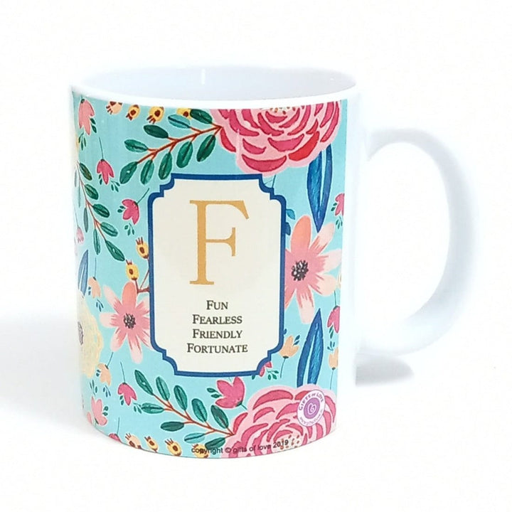 A-Z Coffee Mug Alphabet - Initial Camellia