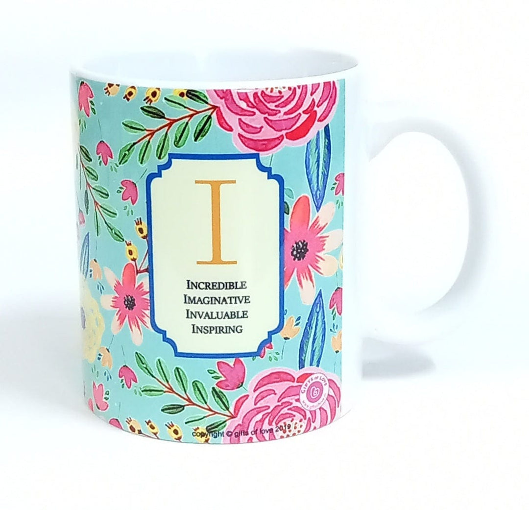 Personalised A-Z Initial Camellia Coffee Mug