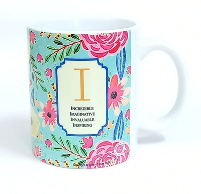 Personalised A-Z Initial Camellia Coffee Mug