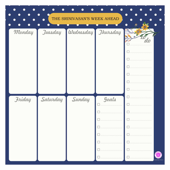 Gifts of Love Azalea Magnetic Rewritable Week Planner with pen