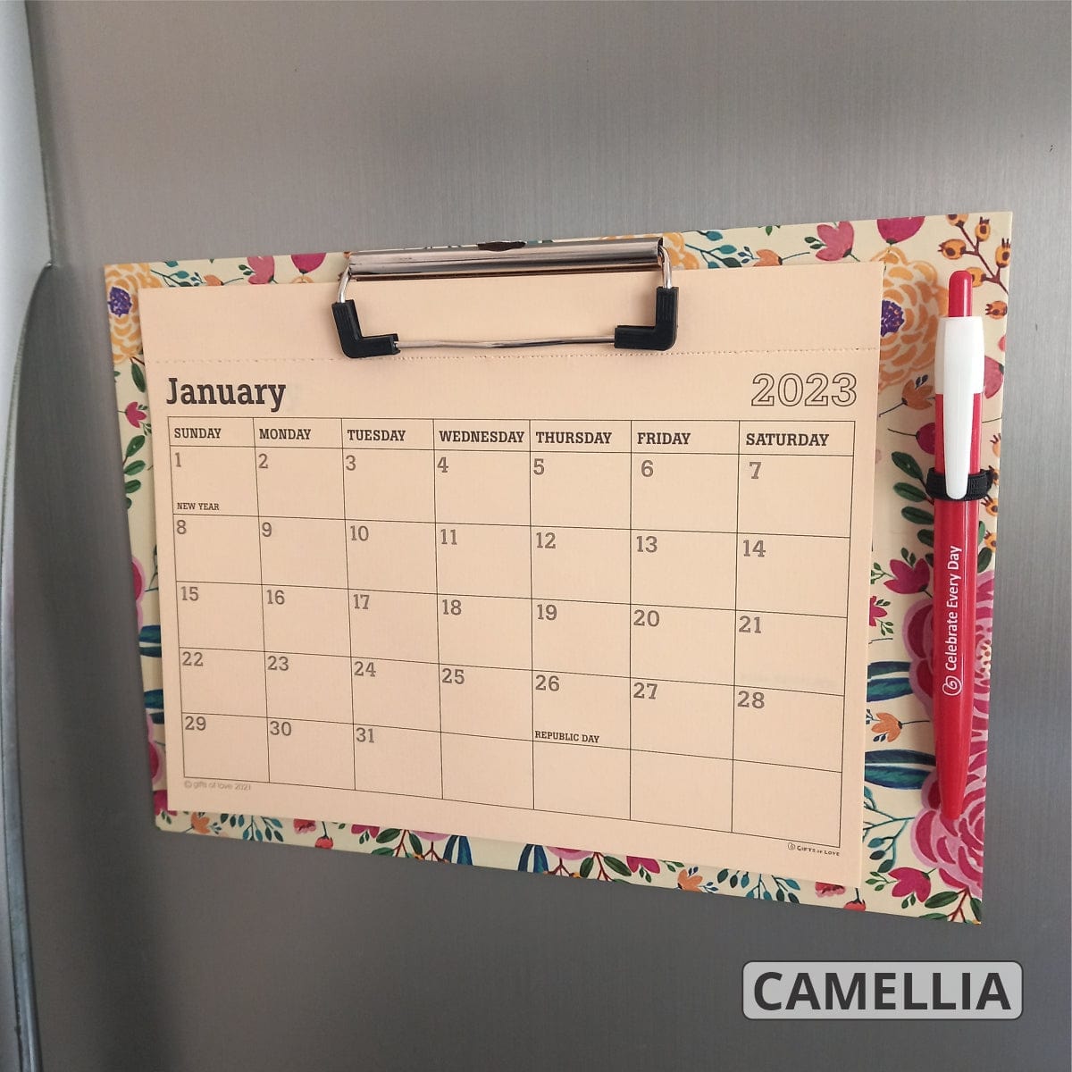 Corporate Gifting 2023 Magnetic Calendar & Wall Mountable Clipboard Calendar with Pen