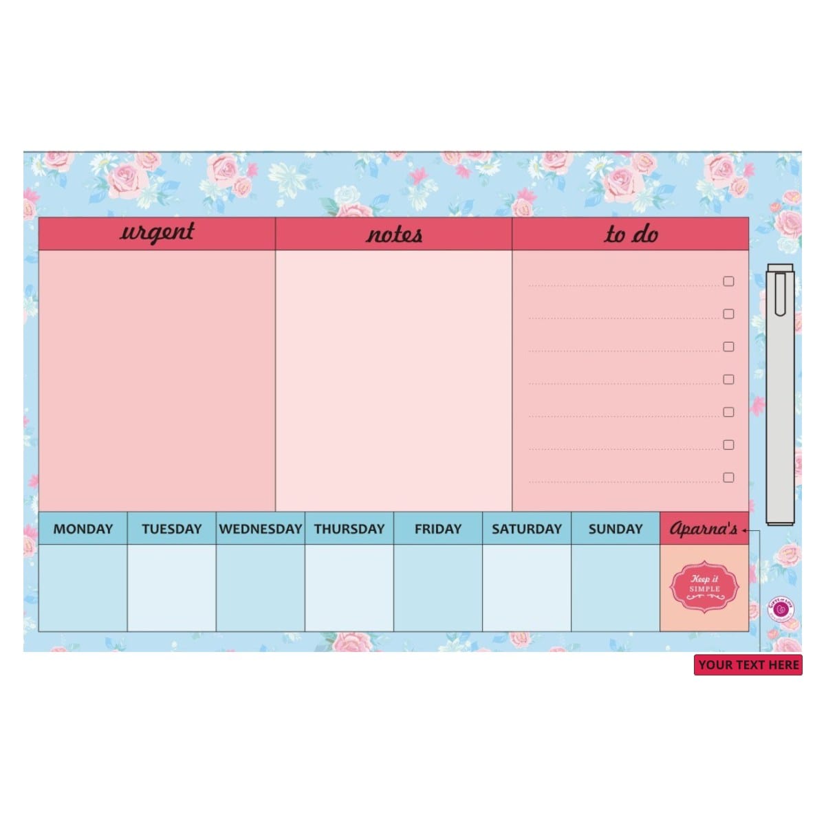 Gifts of Love Esther Rose Handy Planner | Rewritable Board Big