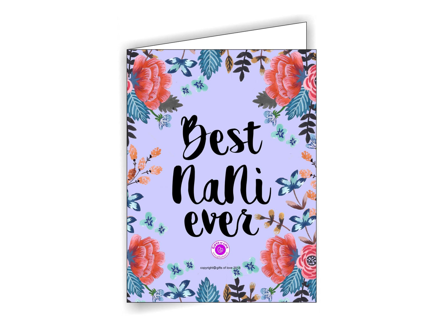 Printable Greeting Card Camellia 'Best Nani Ever' 5x3.75in