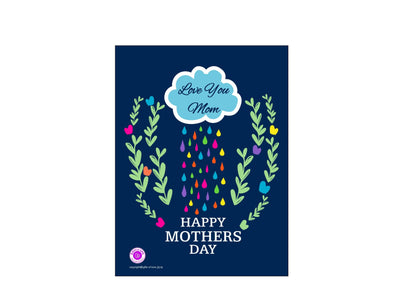 Greeting Card Printable Love You Mom Rain Rainbow 5x3.75in