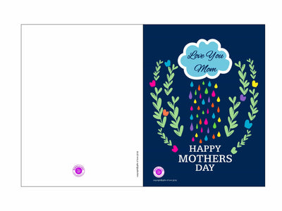 Greeting Card Printable Love You Mom Rain Rainbow 5x3.75in