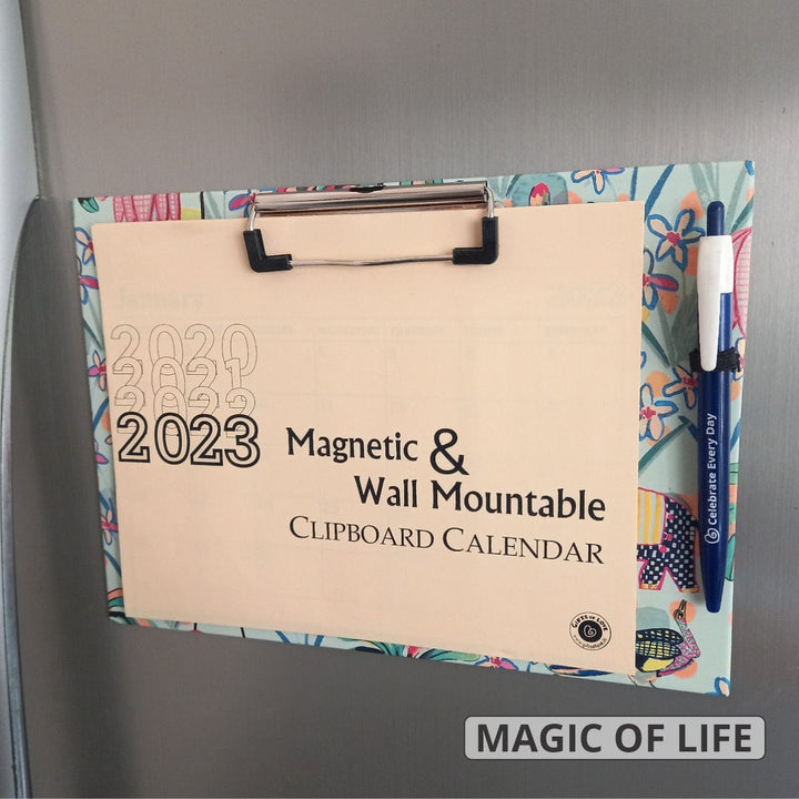 Corporate Gifting 2023 Magnetic Calendar & Wall Mountable Clipboard Calendar with Pen