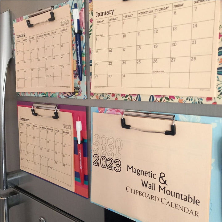 Corporate Gifting 2023 Magnetic Calendar & Wall Mountable Clipboard Calendar with Pen