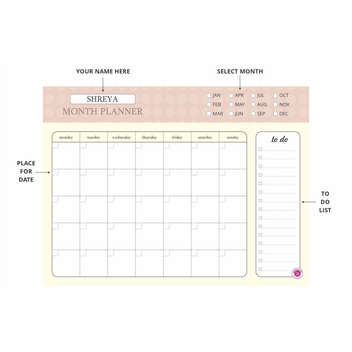 Gifts of Love Month Planner Undated