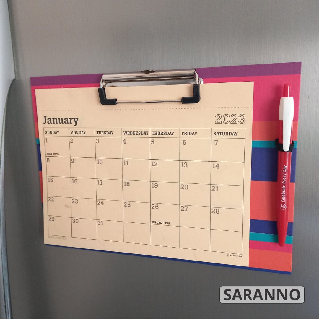 Corporate Gifting 2023 Magnetic Calendar & Wall Mountable Clipboard Calendar with Pen